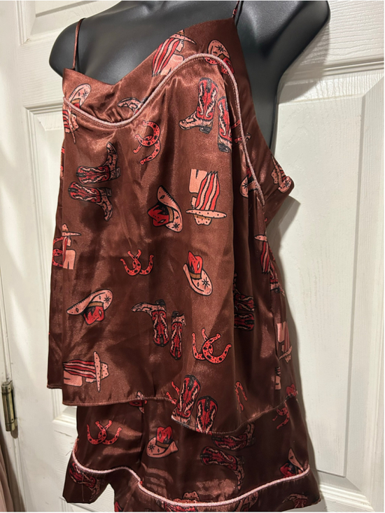 Midnight Bakery Other - Women's Midnight Bakery Pajama Set, Size L, Brown and Red Cowboy Print